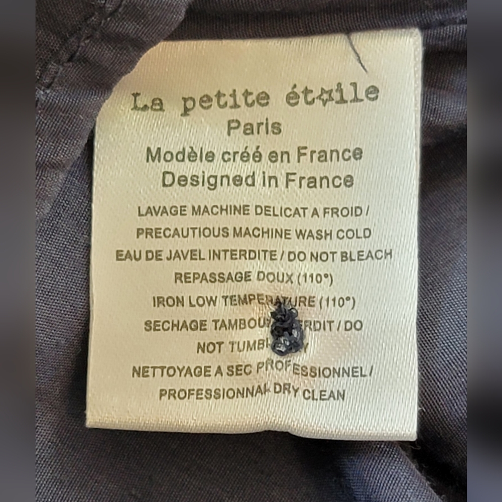 La Petiet Étolie Paris V-Neck Mini Dress Womens S Navy Tan Pink Floral Boho Flow - Picture 12 of 13